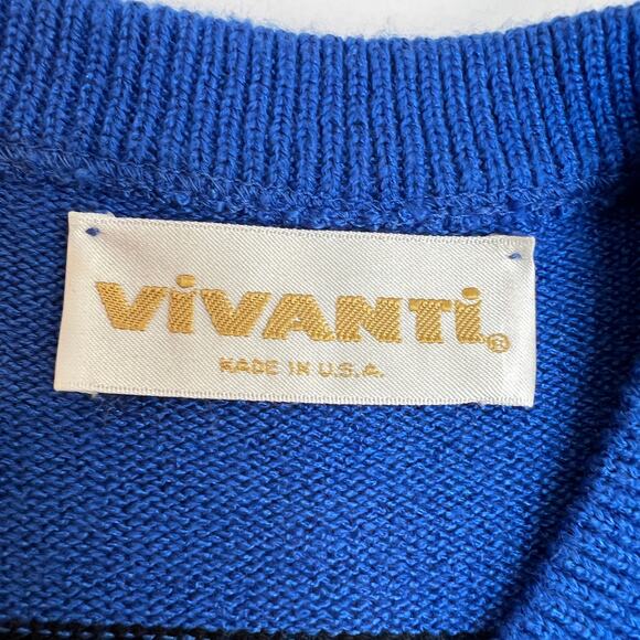 Vintage Vivanti Button Cardigan Sweater Plus Sz 14 Colorful Stripe Crewneck USA - Picture 7 of 11